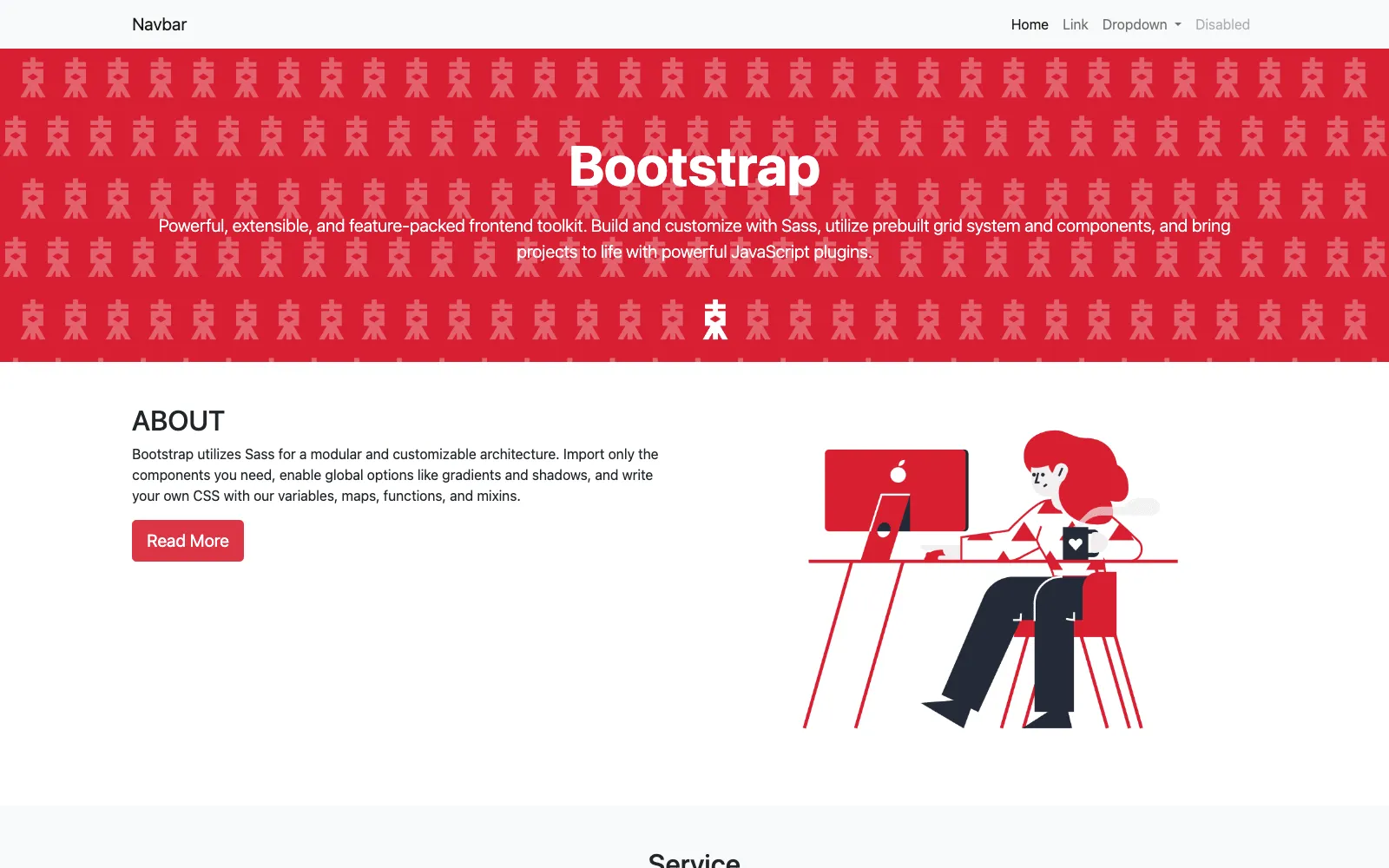 Bootstrapを使用したサイトのスクリーンショット
